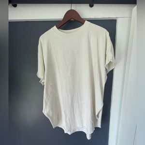 PEBBY BASICS BLEACHED OUT IVORY SIDE SLIT TEE - Ivory / XL